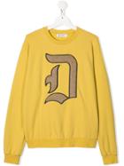 Dondup Kids Shearling-logo Jersey Sweatshirt - Yellow
