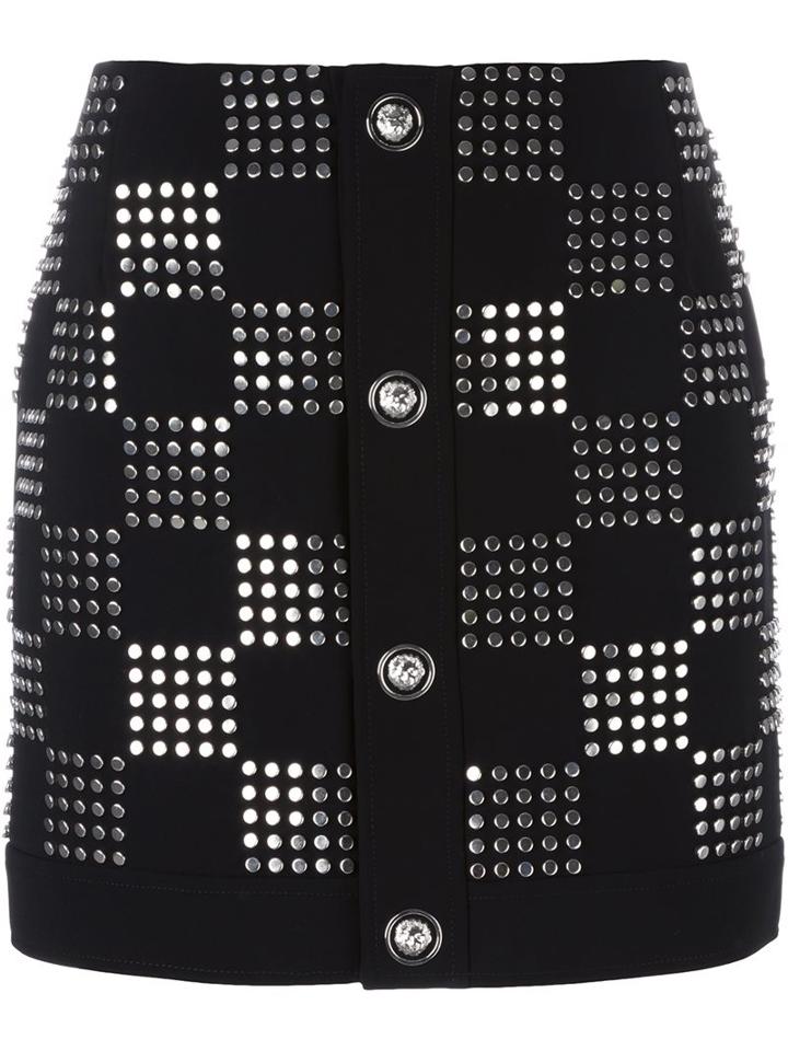 Versus Studded Checked Skirt, Women's, Size: 36, Black, Polyamide/polyester/spandex/elastane/viscose