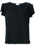 Saint Laurent Ruffled Sleeves Blouse, Women's, Size: 42, Black, Acetate/viscose