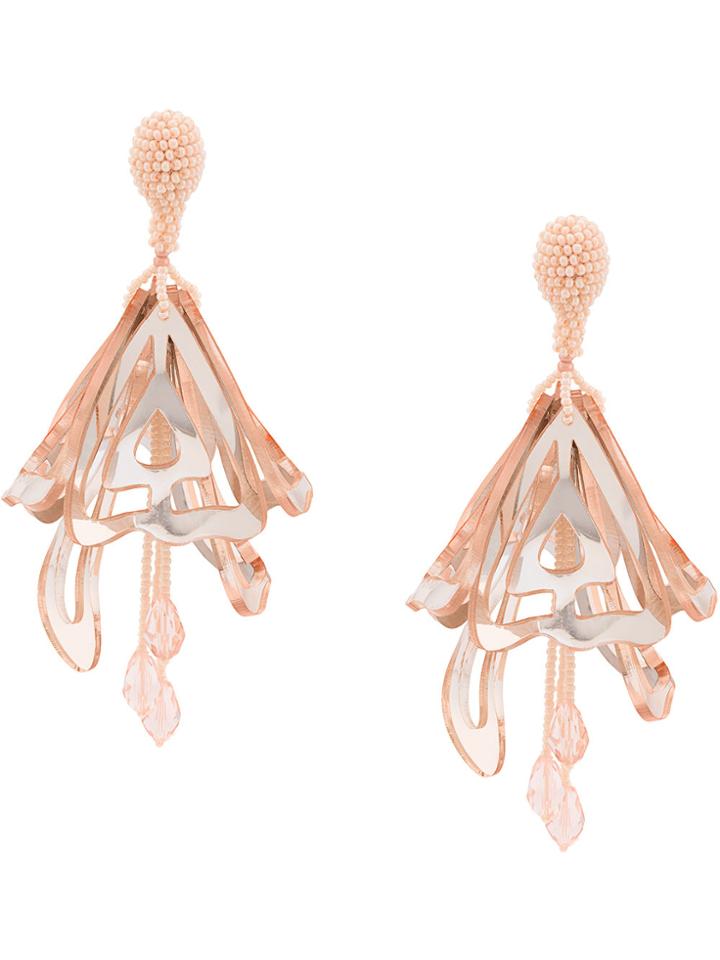 Oscar De La Renta Plastic Butterfly-like Earrings - Pink & Purple