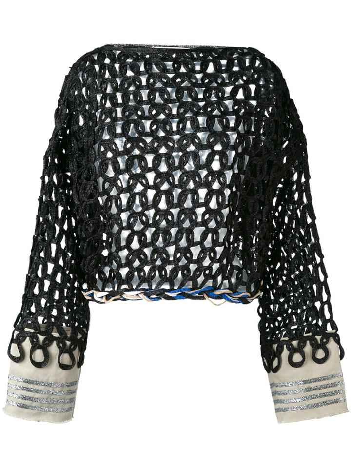 Aviù - Open Knit Jumper - Women - Cotton/polyamide/polyester/viscose - 44, Black, Cotton/polyamide/polyester/viscose