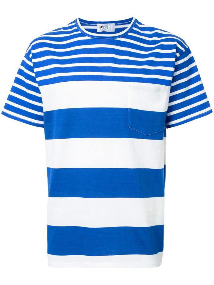 Kidill Striped T-shirt, Men's, Size: Medium, Blue, Cotton/polyester