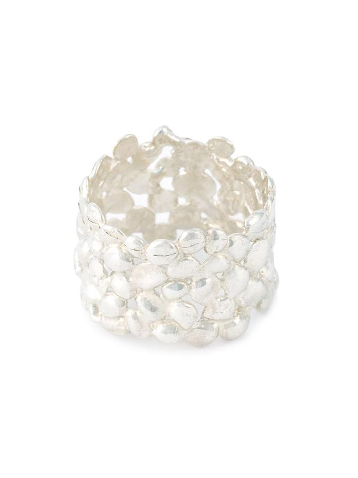 Natasha Collis Large Cobbled Ring, Women's, Metallic, Sterling Silver