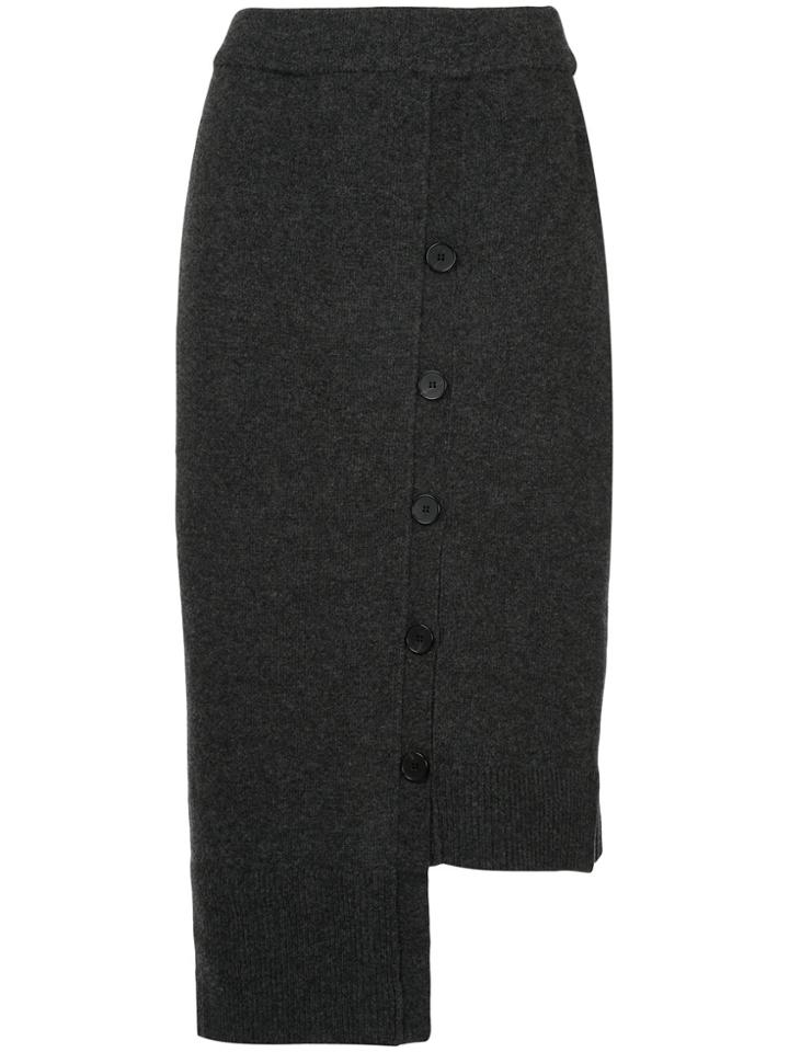 Goen.j Button-through Asymmetric Knit Skirt - Grey
