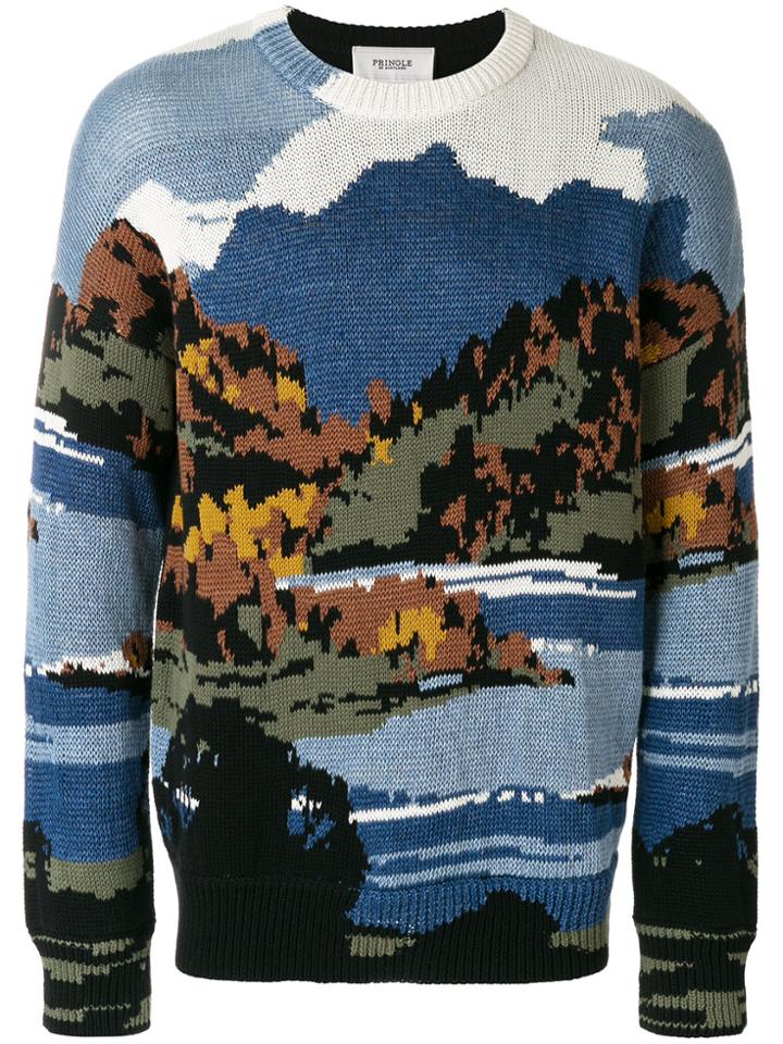 Pringle Of Scotland Postcard Landscape Jumper - Blue