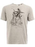 Undercover 'violins' Print T-shirt, Men's, Size: 2, Grey, Cotton