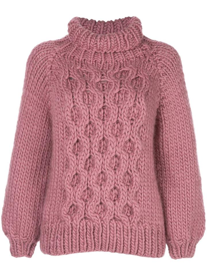 I Love Mr Mittens Honey Comb-knit Jumper - Rose