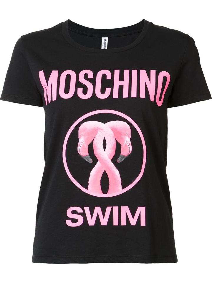 Moschino Flamingo Print T-shirt, Women's, Size: Large, Black, Cotton
