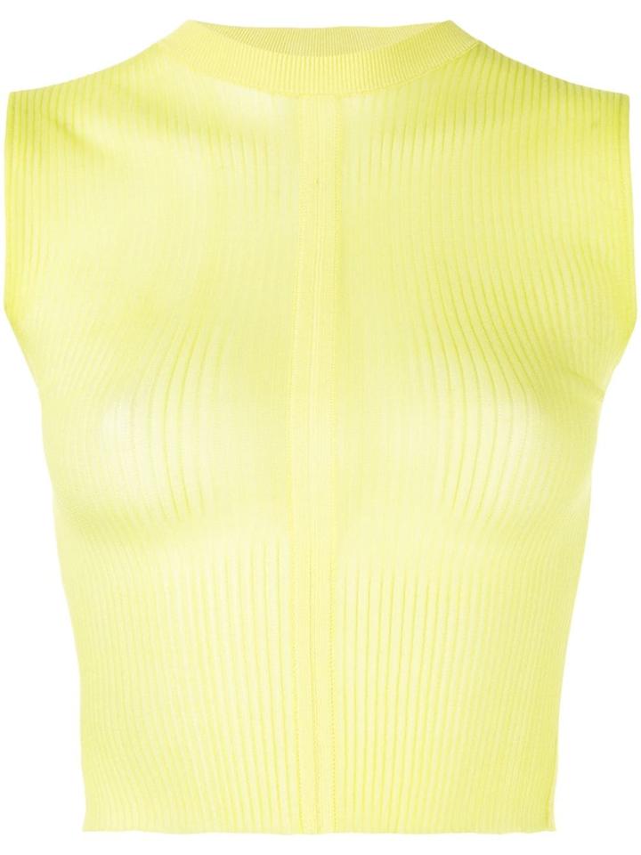 Dion Lee Cropped Ribbed Knit Top - Yellow