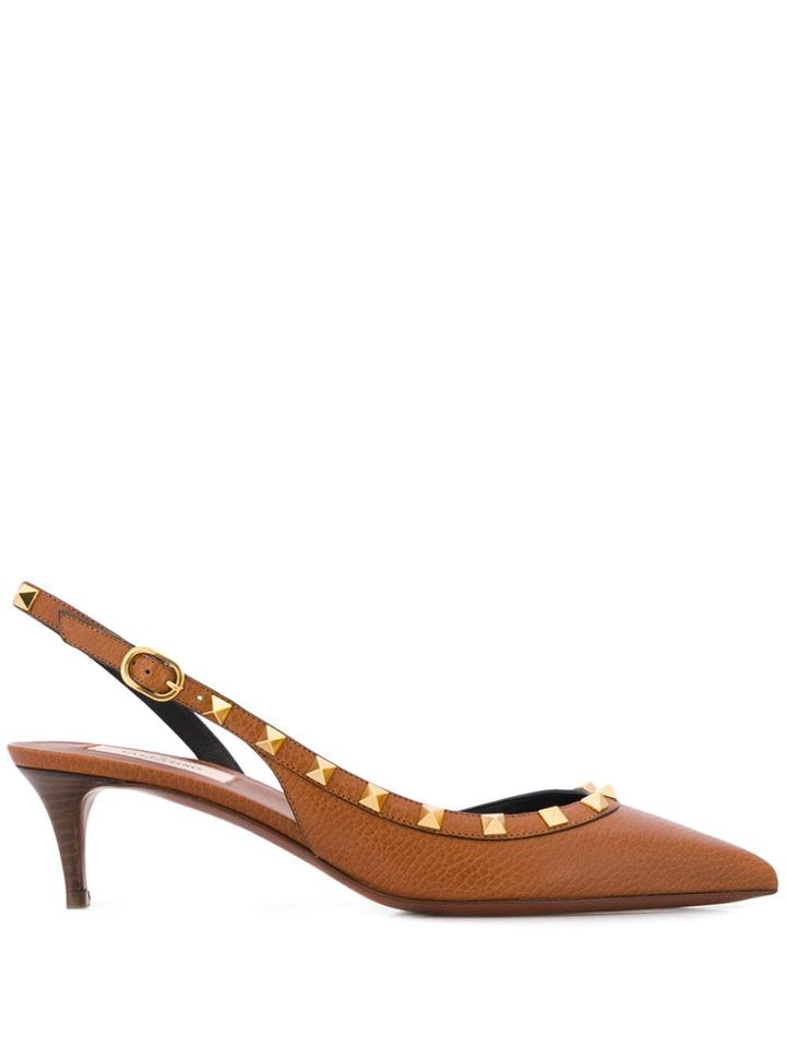 Valentino Valentino Garavani Slingback Rockstud Pumps - Brown