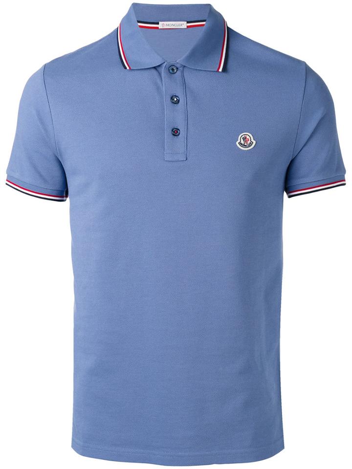 Moncler Logo Polo Shirt, Men's, Size: Medium, Blue, Cotton