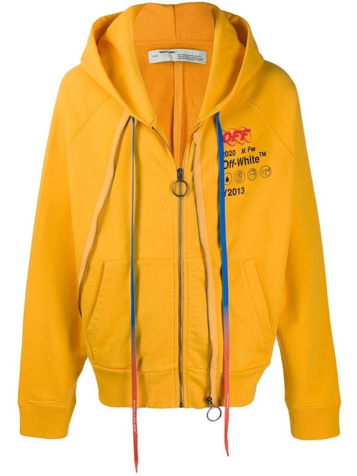 Off-white Double Zip Hoodie - Yellow