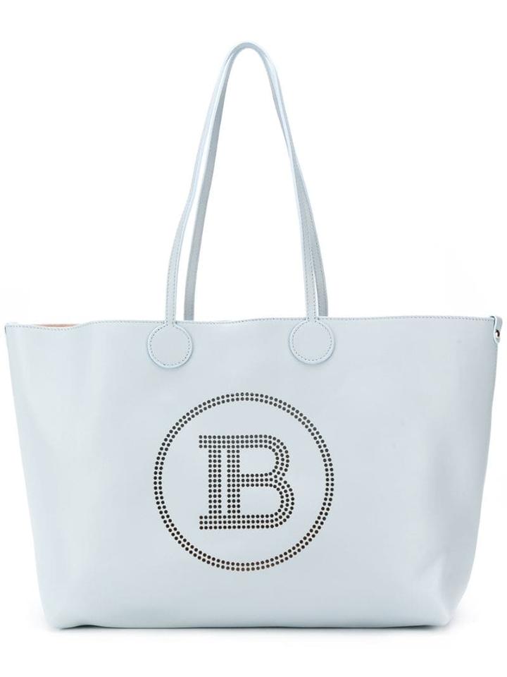 Balmain Perforated Monogram Tote Bag - Blue