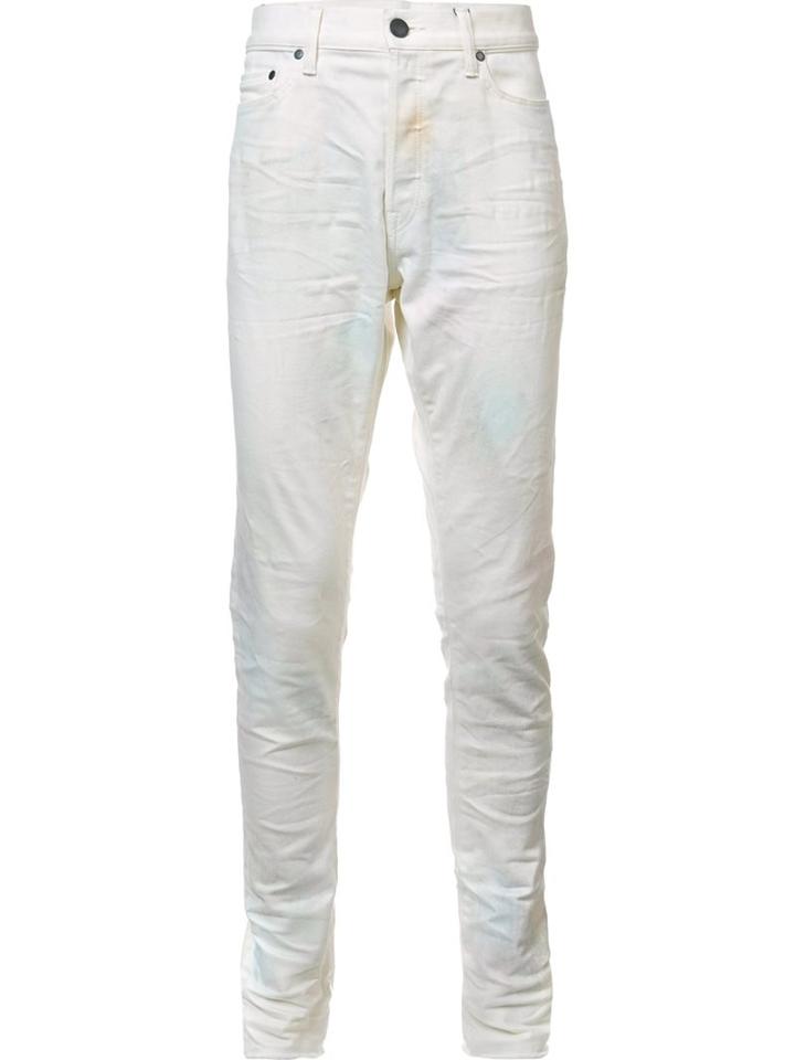 John Elliott Creased Slim-fit Jeans, Men's, Size: 36, White, Cotton/polyurethane