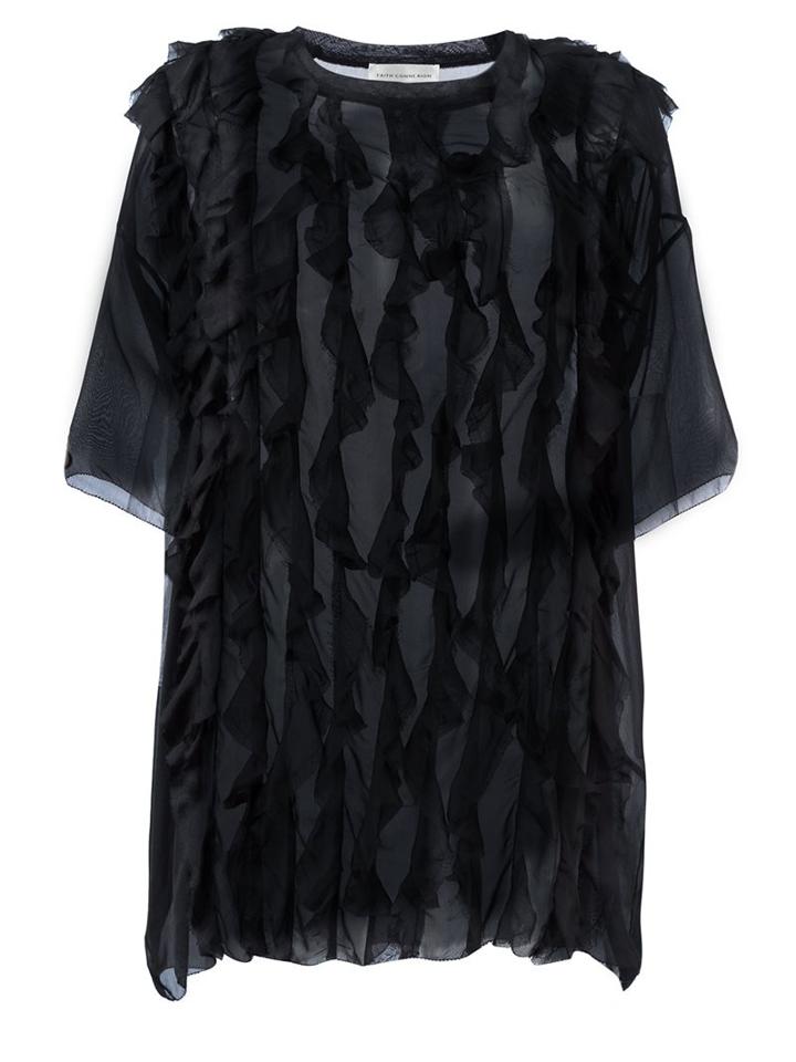 Faith Connexion Oversized Ruffle Blouse, Women's, Size: Xs, Black, Silk
