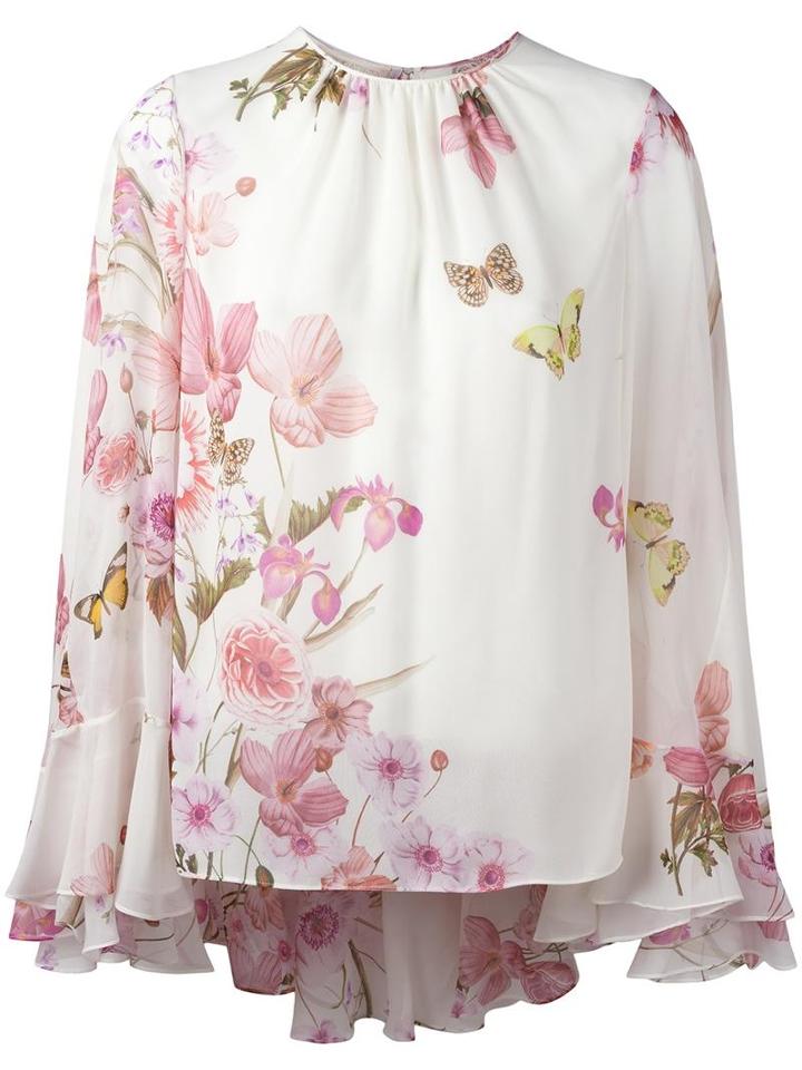 Giambattista Valli Floral Print Blouse, Women's, Size: 40, Silk