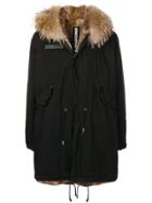 As65 Fur Hood Parka Coat - Black