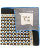 Kiton Damask Print Pocket Square, Men's, Blue, Silk