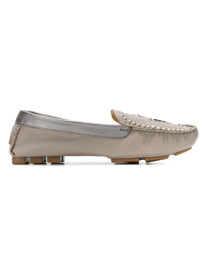 Mara Mac Studded Loafers - Grey