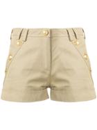 Balmain Button Embellished Shorts - Neutrals
