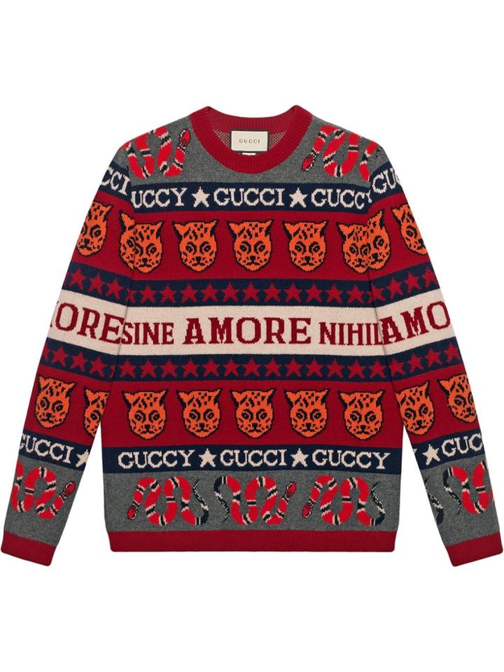 Gucci Symbol Jacquard Jumper - Red