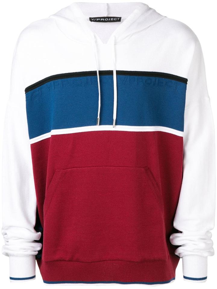 Y/project Striped Knit Hoodie - White