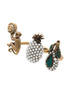 Gucci Trio Ring With Fruit And Monkey Motif - Metallic