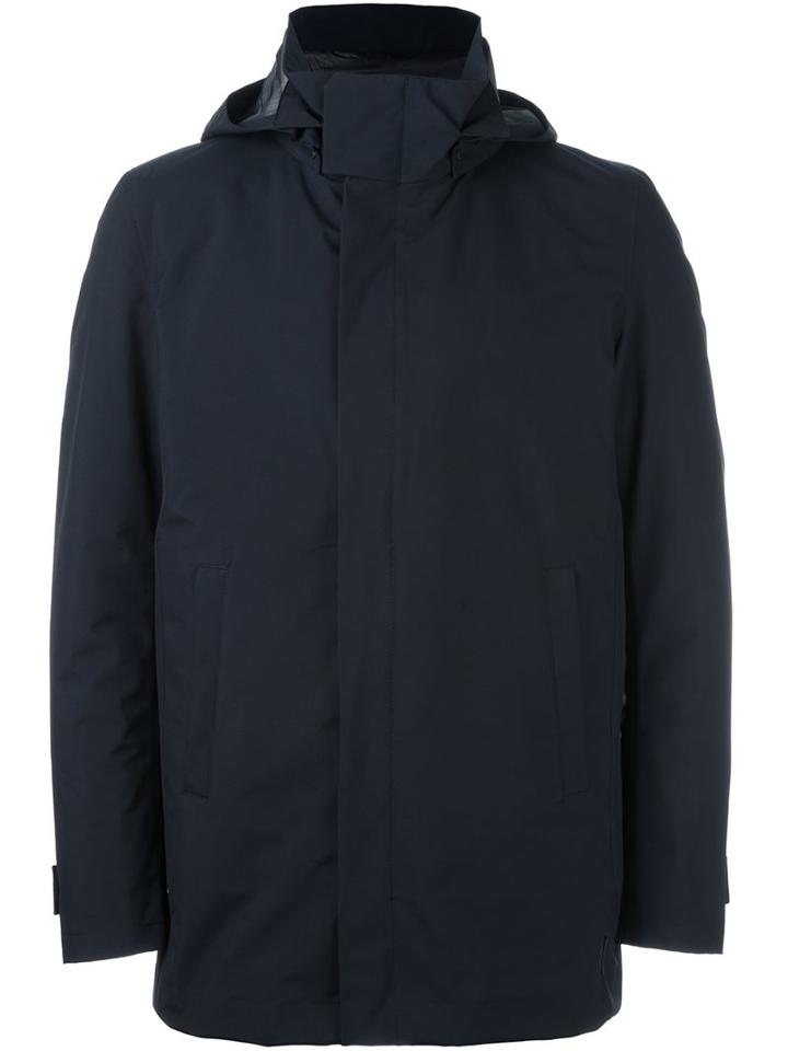 Herno Hooded Down Coat, Men's, Size: 56, Blue, Feather Down/polyimide/fluoropolymer