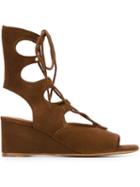 Chloé Foster Wedge Sandals, Women's, Size: 36.5, Brown, Suede/leather