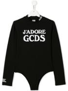 Gcds Kids Logo Print Bodysuit - Black