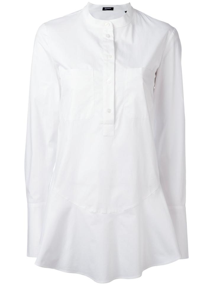 Jil Sander Navy Flared Hem Shirt - White