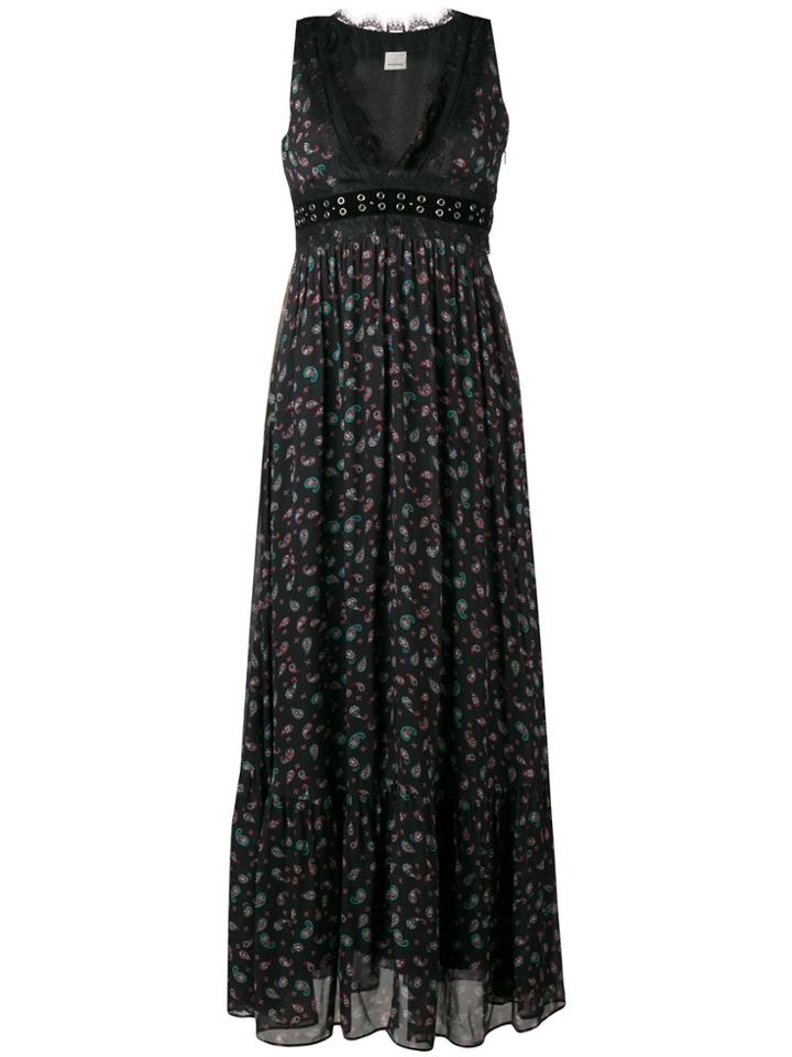 Pinko Long Paisley Print Dress - Black