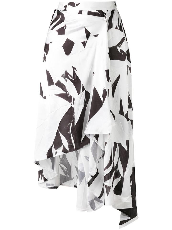 Mm6 Maison Margiela Printed Crumpled Skirt, Women's, Size: 44, White, Polyester