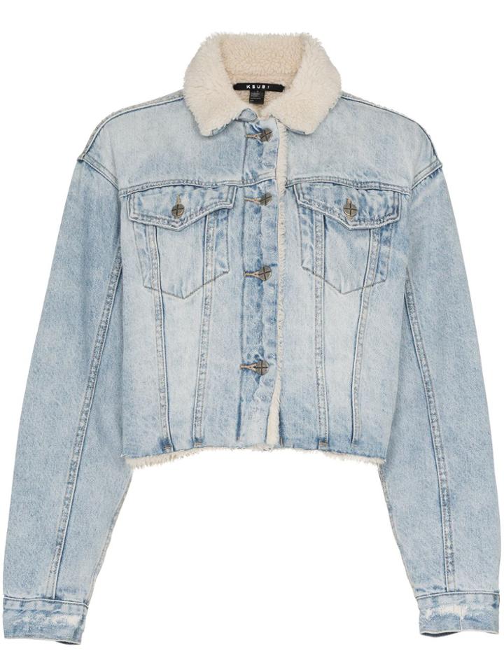 Ksubi Oversized Shearling Denim Jacket - Blue