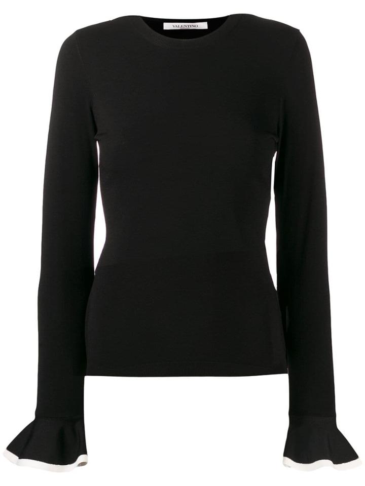 Valentino Frill Sleeve Jumper - Black