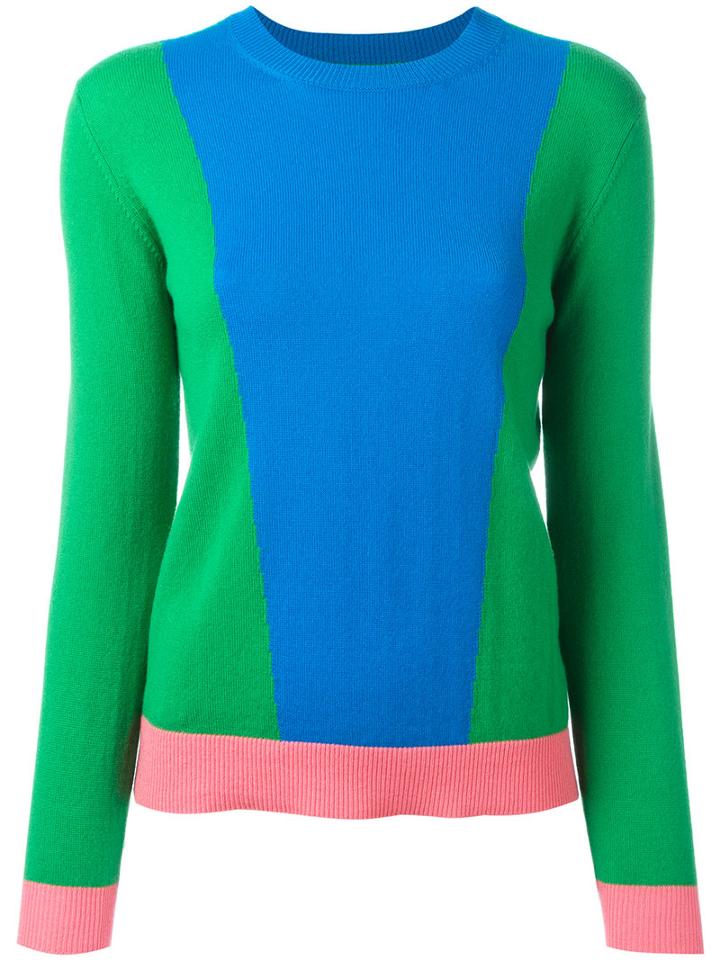 Chinti And Parker Colour-block Jumper, Women's, Size: Large, Green, Cashmere
