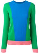Chinti And Parker Colour-block Jumper, Women's, Size: Large, Green, Cashmere