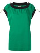 Marni Drawstring Short Sleeve Top, Women's, Size: 42, Green, Cotton/polyester/spandex/elastane