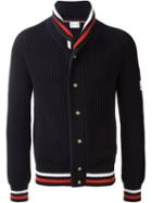 Moncler Gamme Bleu Contrast Stripe Trim Ribbed Button Down Cardigan