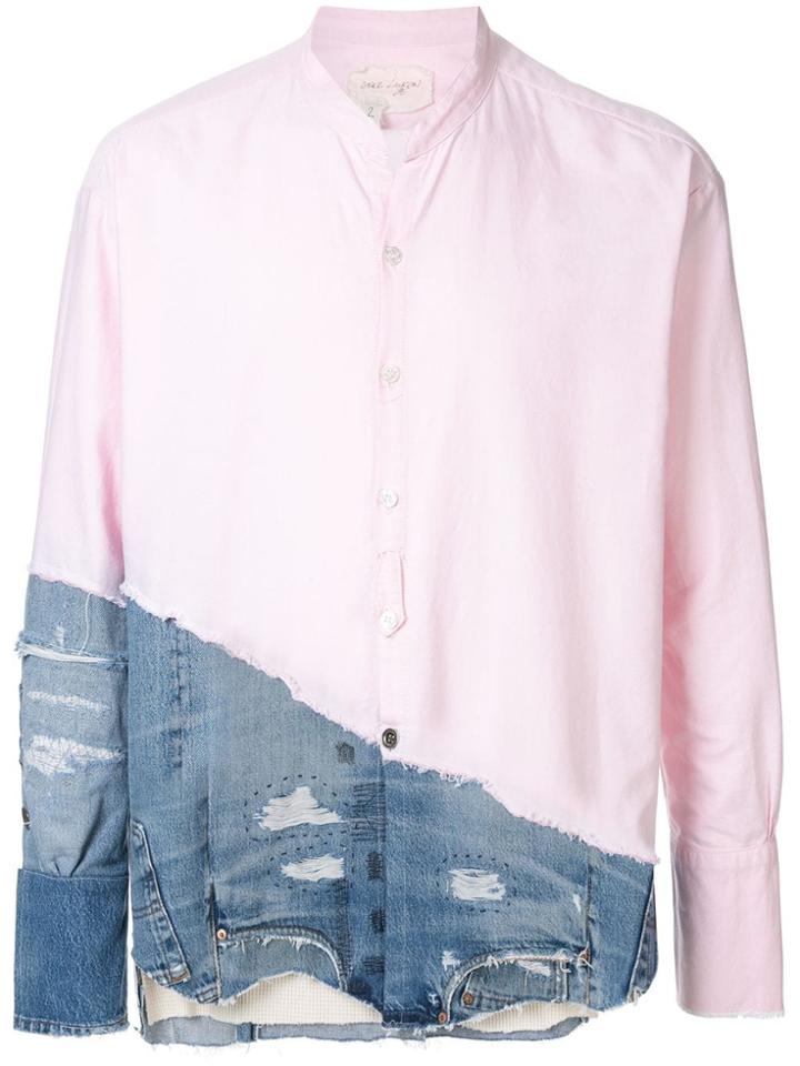 Greg Lauren Denim Distressed Shirt - Pink
