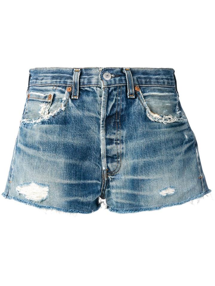 Re/done Distressed Denim Shorts - Blue