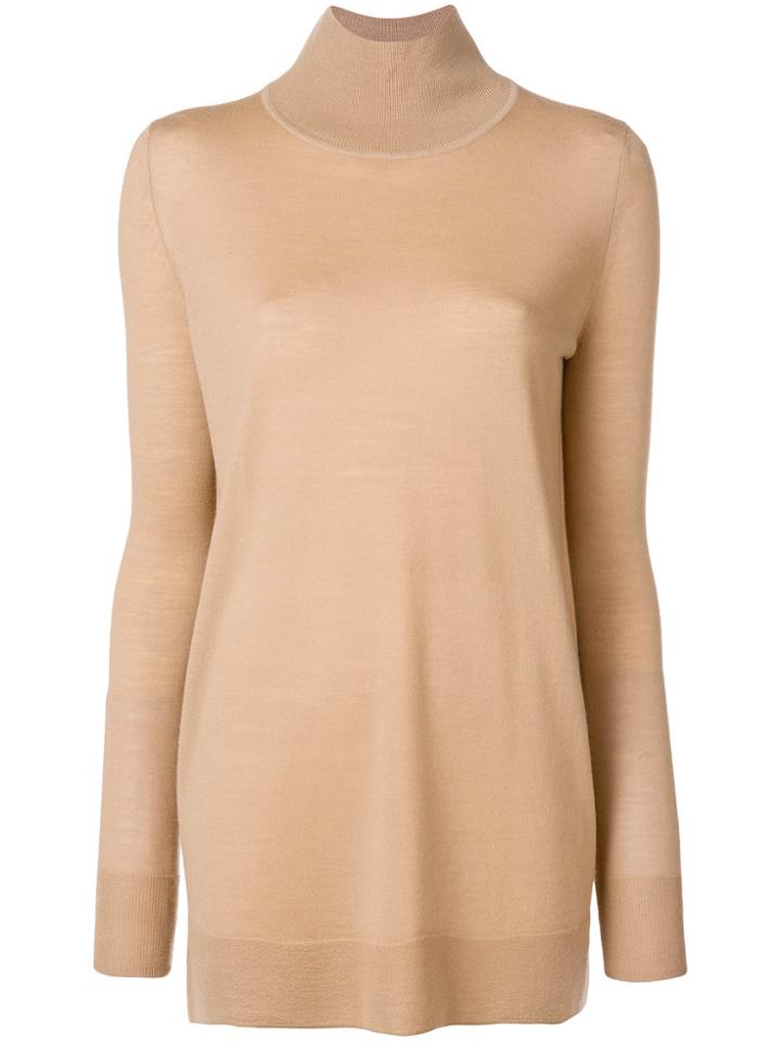 Jil Sander Navy Oversized Roll Neck Sweater - Nude & Neutrals