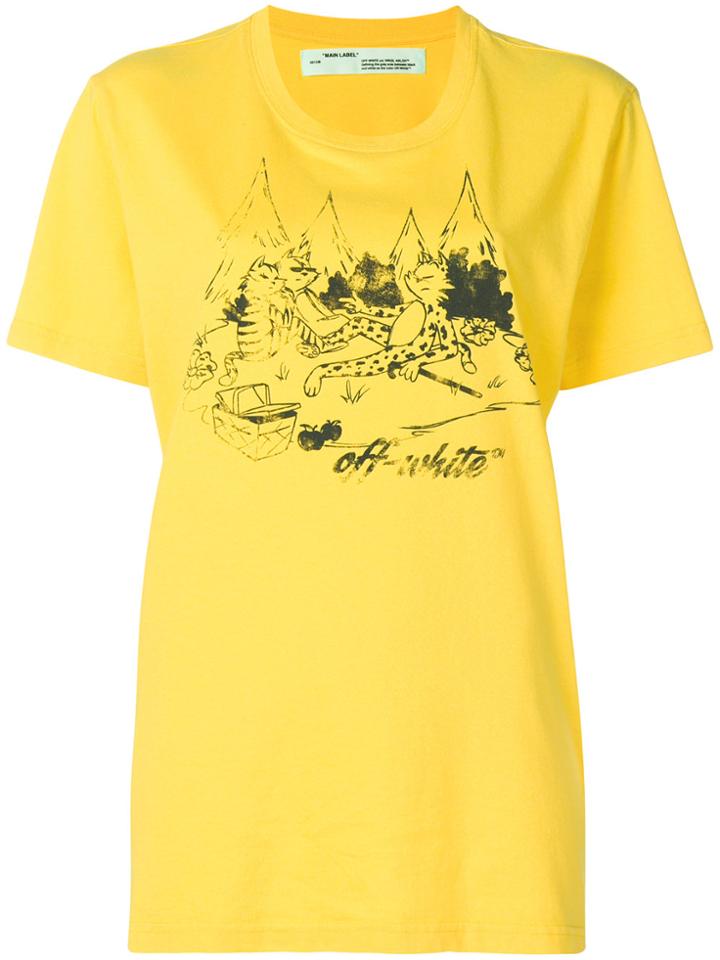Off-white Logo Patch Print T-shirt - Yellow & Orange