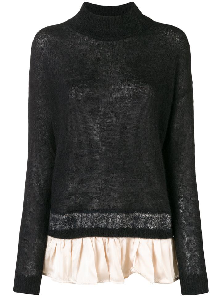 Erika Cavallini Ruffle Hem Turtleneck Sweater - Blue