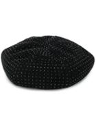 Saint Laurent Sequinned Studded Beret Hat - Black