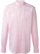 Ermanno Scervino Mandarin Collar Shirt, Men's, Size: 52, Pink/purple, Cotton/spandex/elastane
