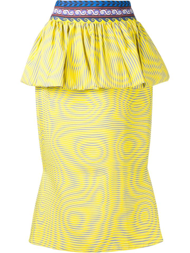 Mary Katrantzou Leto Technical Peplum Skirt - Yellow & Orange