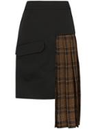 Delada Check Panelled Asymmetric Skirt - Black