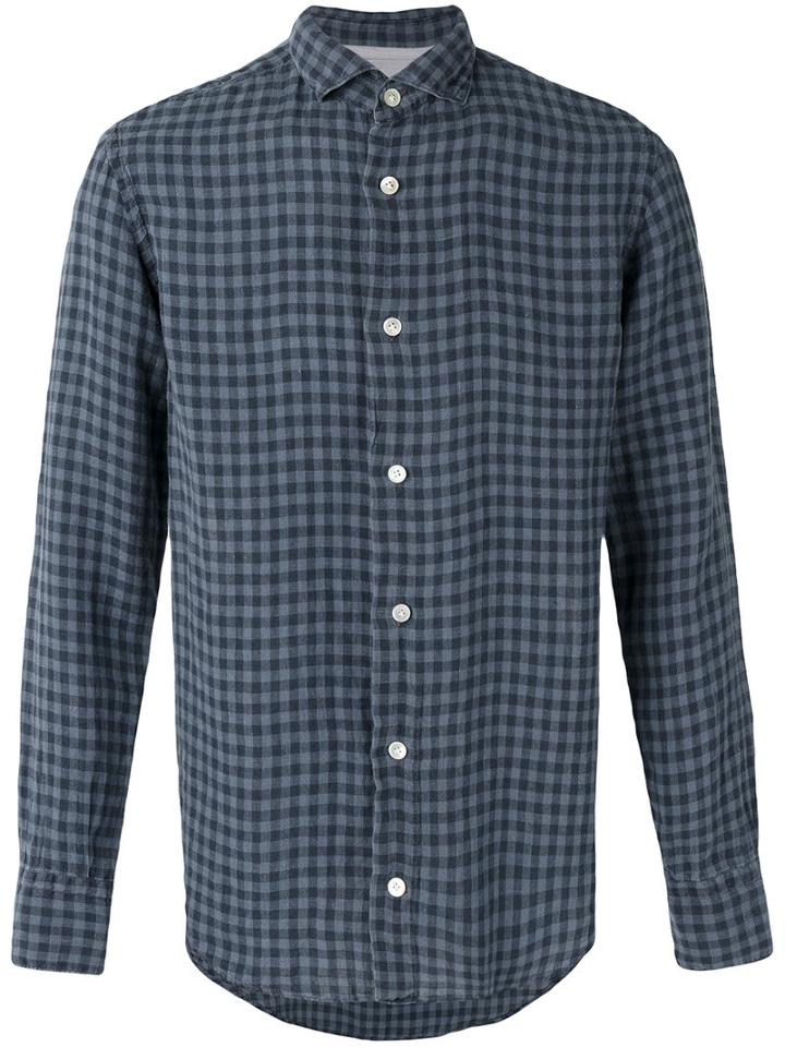 Eleventy - Checked Linen Shirt - Men - Linen/flax - 43, Blue, Linen/flax