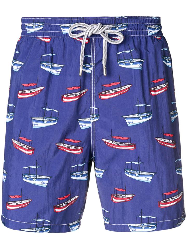 Capricode Boat Print Swim Shorts - Blue